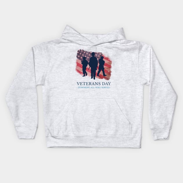 Veterans Day Honoring All Who Served Kids Hoodie by Ken Adams Store